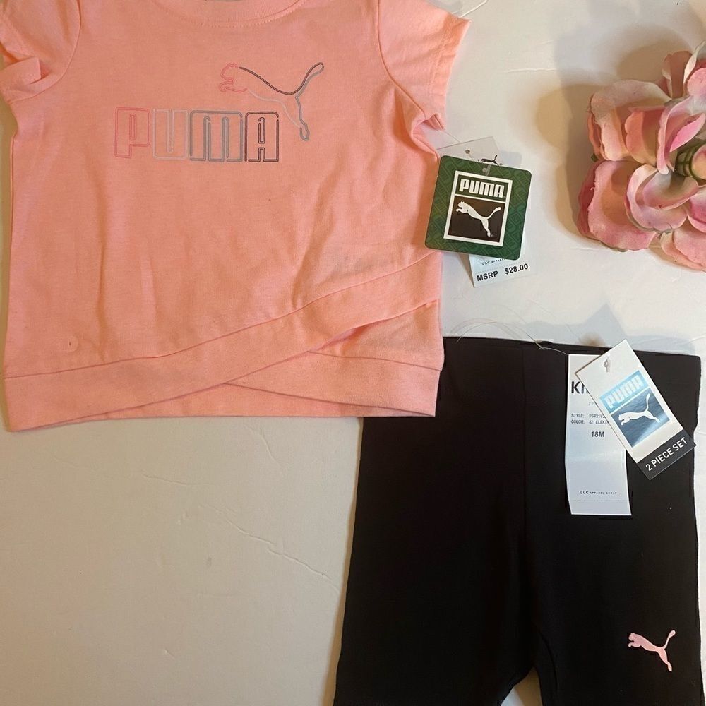🎉Puma Little Girl 2 PC leggings set Peach - Picture 11 of 12